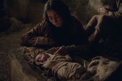 Jesús acostado en un pesebre