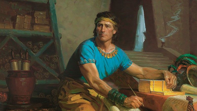 Mormón, el autor principal del Libro de Mormón, compendia las planchas de oro